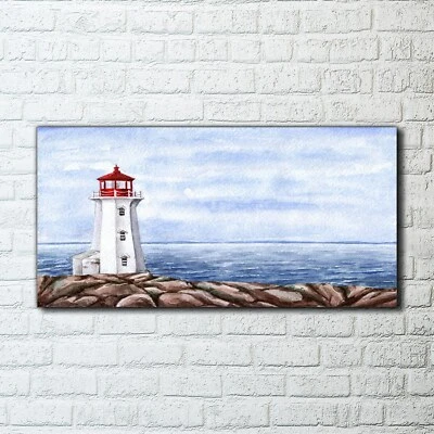 Canvas Wandbild Leinwand Bilder 100x50 Foto Bild Leuchtturm Wasser Landschaft - Bild 1 von 4
