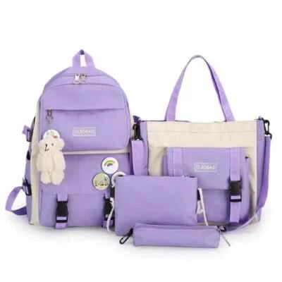 5 Piece Set School Bags Teenage Girls Women Backpack Student Schoolbag - Image 1 of 4