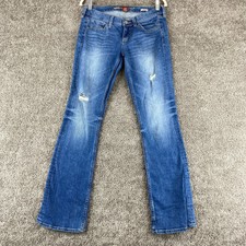 Arizona Jean Co. Slim Boot Women's 7 Blue Faded Whisker Low Rise Distressed