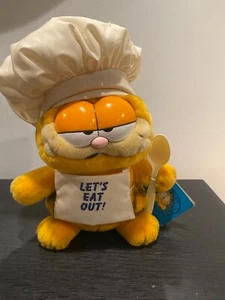 Vintage 1981 Dakin Garfield Whats Cookin Chef Plush With Tags 12" Tall #03-8820! - Picture 1 of 7
