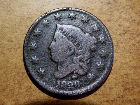 1826/5 CORONET HEAD LARGE CENT  Variety D1 Cover
