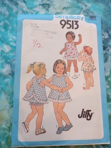 Vtg Simplicity Pattern 9513 Size 3 Toddler's Dress& Bloomers Uncut - Picture 1 of 3