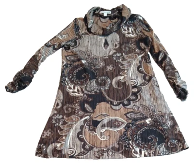 Madison Leigh Sweater Dress Women's Size 12 Taupe Brown Paisley Detachable Scarf - Image 1 of 4