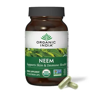 Botella de 60 cápsulas de neem India orgánica - Apoya la piel y el sistema inmunológico - Imagen 1 de 6