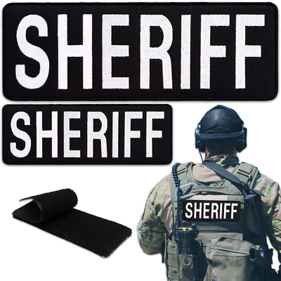 2-Piece Embroidered Sheriff Patch for Vest, Jacket, Hook & Loop, Large & Small - Image 1 of 4