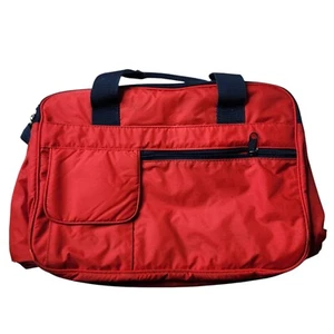Vintage Small Weekender Gym Travel Bag Red Lots of Pockets - Picture 1 of 10