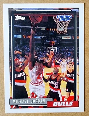 1993 Topps Kenner Starting Lineup Card #58SL Michael Jordan Chicago Bulls HOF - Image 1 of 3