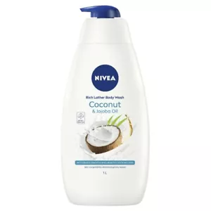 Nivea Rich Lather Body Wash 1 Litre - Coconut & Jojoba Oil All Skin Types - Picture 1 of 2