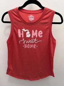 Camiseta sin mangas Michigan MEDIANA para mujer roja/rosa 'Home Sweet Home' Love Heart Home Free - Imagen 1 de 4