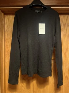 Theory Tiny T-shirt manica lunga nera costina compatta nuova grande L - Foto 1 di 6