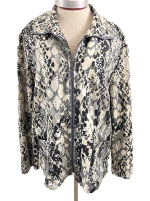 Ruby Rd jacket size XL full zip 2 pockets long sleeve sequin animal print - Image 1 of 4
