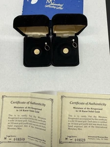 (2) 14k Gold Miniature Krugerrand Coins With COA   - Picture 1 of 10