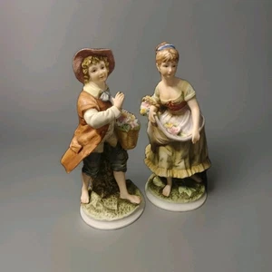 Andrea von Sadek Mädchen und Junge Figuren Porzellan Biskuit 8260 Vintage Japan 7,5"  - Bild 1 von 11