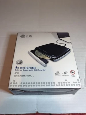 LG 8x Slim Portable External Super Multi DVD Rewriter GP08 New Open - Image 1 of 4