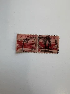 United States Postage Air Mail 5 Cent 2 Connected Postage Stamp Collecting - Picture 1 of 1
