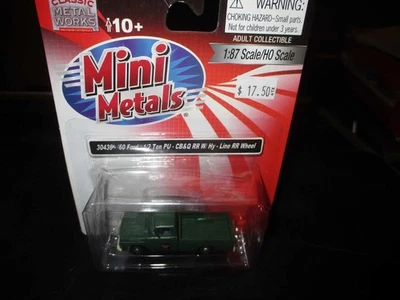 Mini Metals Collectibles 1960 Ford 1/2 Ton CB&Q RR Pickup Truck HO 30436 - Image 1 of 2