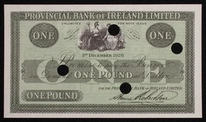 Provincial Bank of Ireland £1 One Pound 1926 Unissued (SLIB-011-M0409) - Picture 1 of 2