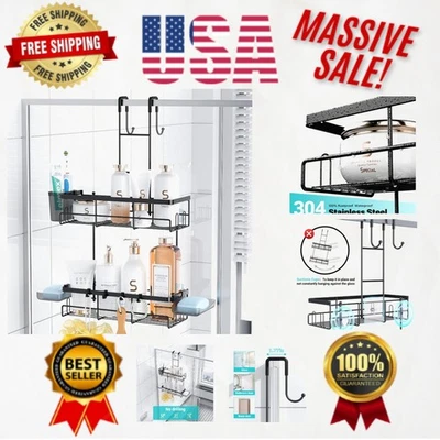 Innovative Black Hanging Shower Caddy with Non-Slip Design - 2-Tier Storage - Image 1 of 4