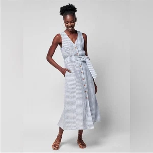Faherty Margaux Kleid in Low Tide Leinen gestreift Größe XL - Bild 1 von 11