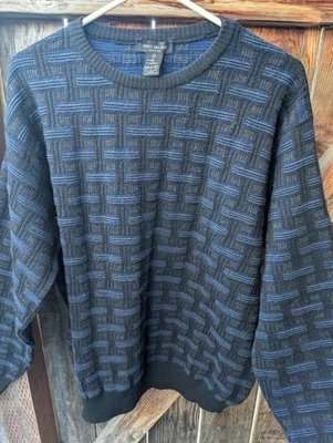 Pullover Milano Italia Mezcla Lana Negro Azul Crew Coogi Doupe Mediano Foto 1 de 4