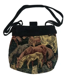 Vintage Tapestry Canvas Horse Handbag Purse Shoulder Strap - Picture 1 of 7