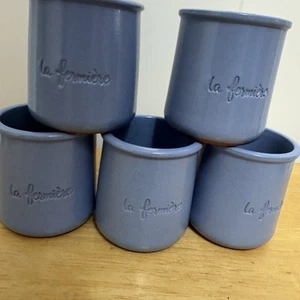 La Fermiere 5 Periwinkle Terra Cotta Yogurt Pots Microwave freezer oven safe - Picture 1 of 7