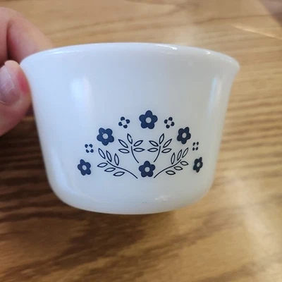 Pyrex Summer Impressions Blue Flowers Milk Glass Sugar Bowl No Lid - Image 1 of 4