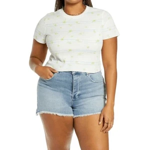 Neu mit Etikett BP Damen-Thermo-Stricktop creme-blau gestreift Gänseblümchen normale Passform Größe M - Bild 1 von 7