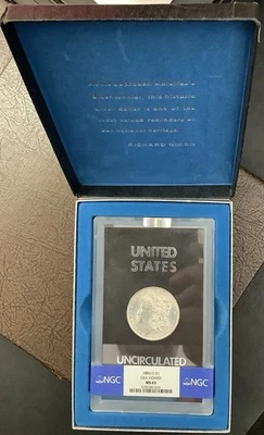 1885-O Morgan Silver Dollar GSA Hard Pack NGC MS63 Scarce Non-CC GSA OGP Box - Image 1 of 4