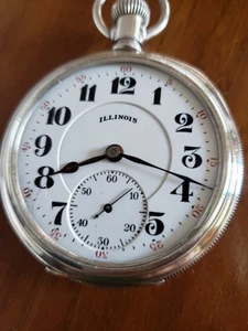 ILLINOIS TIME KING STERLING CASE WELL SERVICED BEAUTIFUL DIAL 1923 - Picture 1 of 11