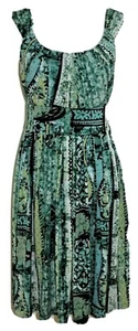 Dress Barn Womens Dress Fit & Flare Size 8 Sleeveless Green Scoop Neck & Back - Picture 1 of 11