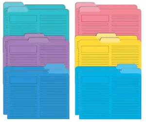 Carpetas de archivos forradas, paquete de 12, peso pesado, pestañas de corte 1/3, 6 colores vibrantes, superior... - Imagen 1 de 6