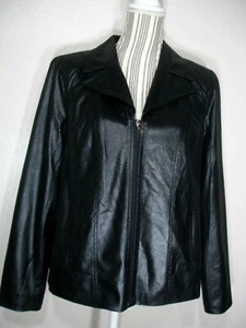 JM COLLECTION WOMEN'S FAUX SUEDE, SNAKE-PRINT, MOTORCYCLE BLACK JACKET SIZE: 8 - Picture 1 of 11