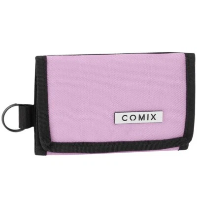 PORTAFOGLIO CON CHIUSURA A VELCRO CON ZIP PORTAMONETE MONOCOLORE COMIX  GLICINE - Immagine 1 di 3