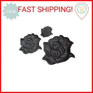 U-Sky Sew or Iron on Patches - Cool Black Rose Patch for Clothing Jackets - 3pcs - Picture 1 of 2