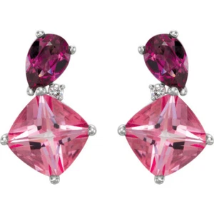 1ct Lab-Created Pink Sapphire Gorgeous Stud Earrings Women 14k White Gold Plated - Picture 1 of 2