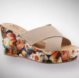 Spring Step Wedge Italian Suede Upper Sandal 9.5 -10 Medium Influencer Style - Picture 1 of 7