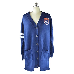 New NFL Denver Broncos Womens Varsity Cardigan Blue Sweater Size S / M - Picture 1 of 2