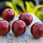 Rare Vintage Glass Beads - Burnt Sienna Color, Hand Pressed Glass, 14mm large