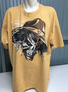 Skull Death Smoking Reaper Tattoo Art Rocker Extra Large Custom T-Shirt - Picture 1 of 3