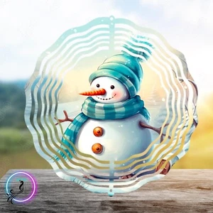 8 Inch Winter Snowman Hanging Wind Spinner Yard Garden Home Decor - Picture 1 of 3