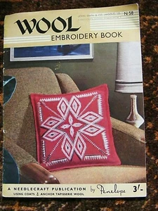 Wool Embroidery Book N58 Penelope, Needlecraft , Coats Anchor, vintage 1960s VGC - Picture 1 of 9