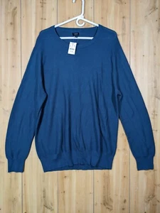 J.Crew Cotton Garter-Stitch Sweater Mens L Crewneck Pullover AF460 NEW Blue - Picture 1 of 11