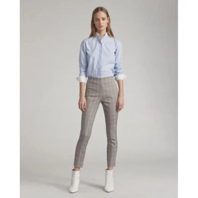 Rag & Bone Simone Skinny Pant in Ivory Black Red Multi Glen Plaid Sz XS Back Zip - Image 1 of 4