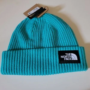 THE NORTH FACE Salty Dog Lined Beanie Hat Patch Logo Knit Apres Blue OS NWT - Picture 1 of 5