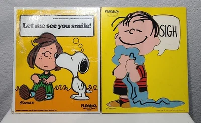 2 rompecabezas de madera vintage Peanuts Snoopy Playskool Linus empanada de menta  Foto 1 de 4