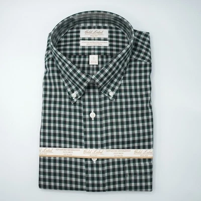 Roundtree & Yorke Gold Label Shirt 17-33 FULL FIT Green Black Plaid Non-Iron NWT - Image 1 of 4