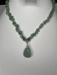 Collar Aventurina Verde Cuarzo Chip Cuentas Cristal Piedra Natural Colgante - Imagen 1 de 7