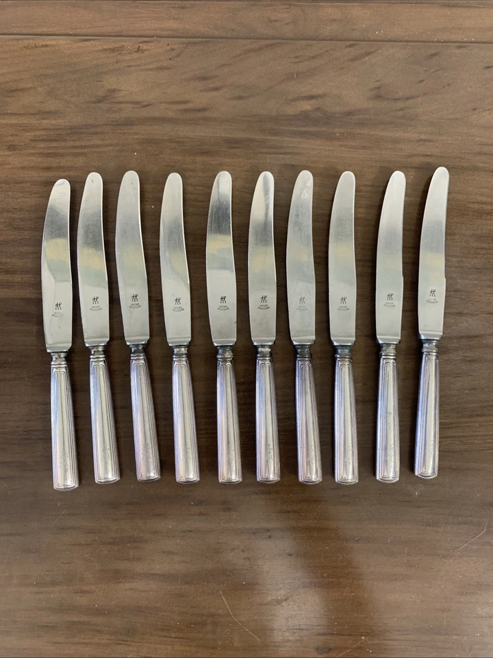 Cuchillos de cena alemanes antiguos chapados en plata - Juego de 10, 90 estampados Foto 1 de 4