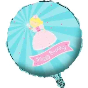Fairytale Princess Blue Pink Hearts Happy Birthday Party Round Foil Balloon 45cm - Picture 1 of 3